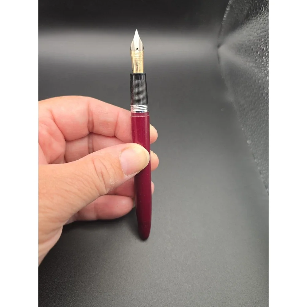 VTG 1950s Sheaffer Touchdown Fountain Pen Burgundy 14K Gold F3 Read - Picture 7 of 16